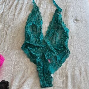 Elegant Teal Lace Chemise